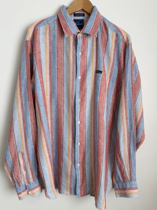 Faconnable Other - Vintage Façonnable Multicolor Striped 100% Linen Long Sleeve Shirt Size XL